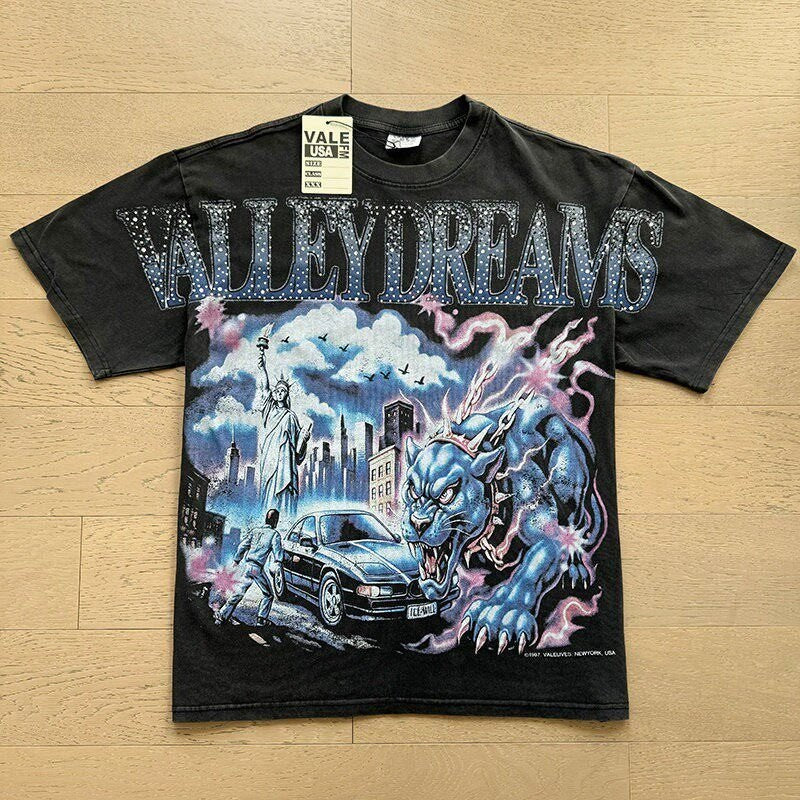 Retro Print Trendy High Street Style Men's T-shirt