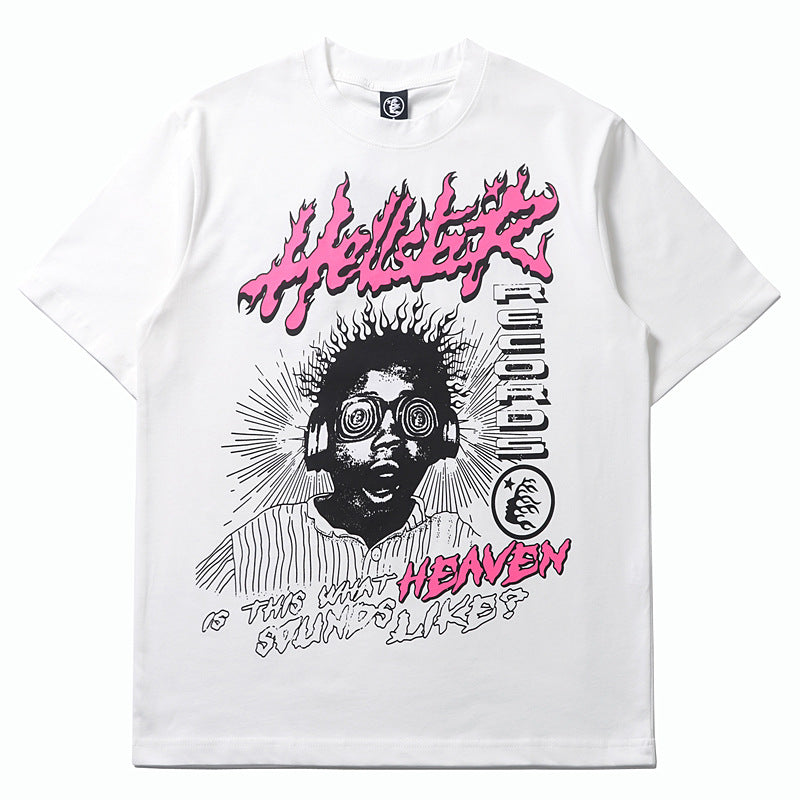 2026 Trendy Wholesale American Flame Boy Portrait Print T-shirt