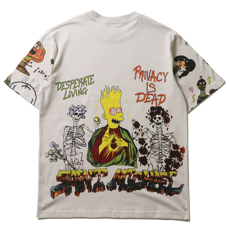 2026 American Kanye West Trendy High Street Graffiti Print T-shirt